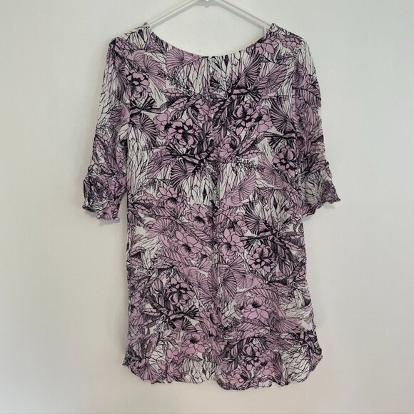 FRENCH CONNECTION Flight of Fancy Floral Ruffle Mini Dress Lilac Lavender Shift - Picture 13 of 16